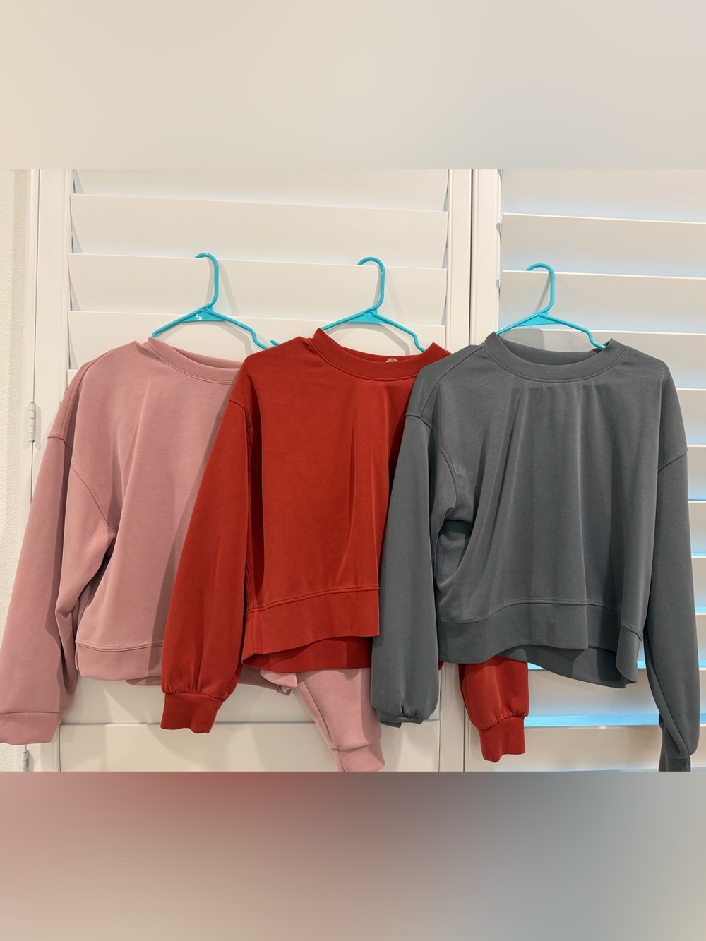 Lot of 3 soft Cropped Cozy Crewneck Sweatshirt - Rose, Rust & Charcoal